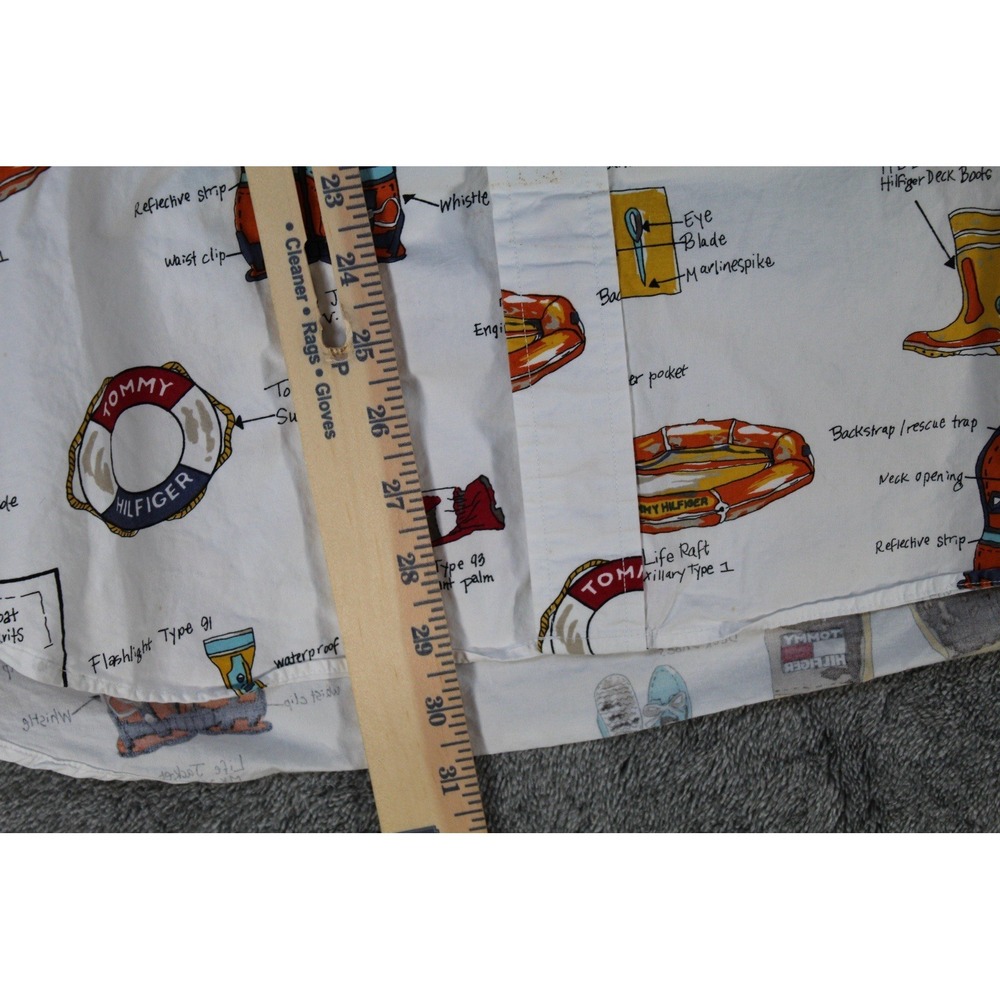 Vtg Tommy Hilfiger Nautical All Over Print Shirt Large Cotton Button Collar 90's - Picture 6 of 8